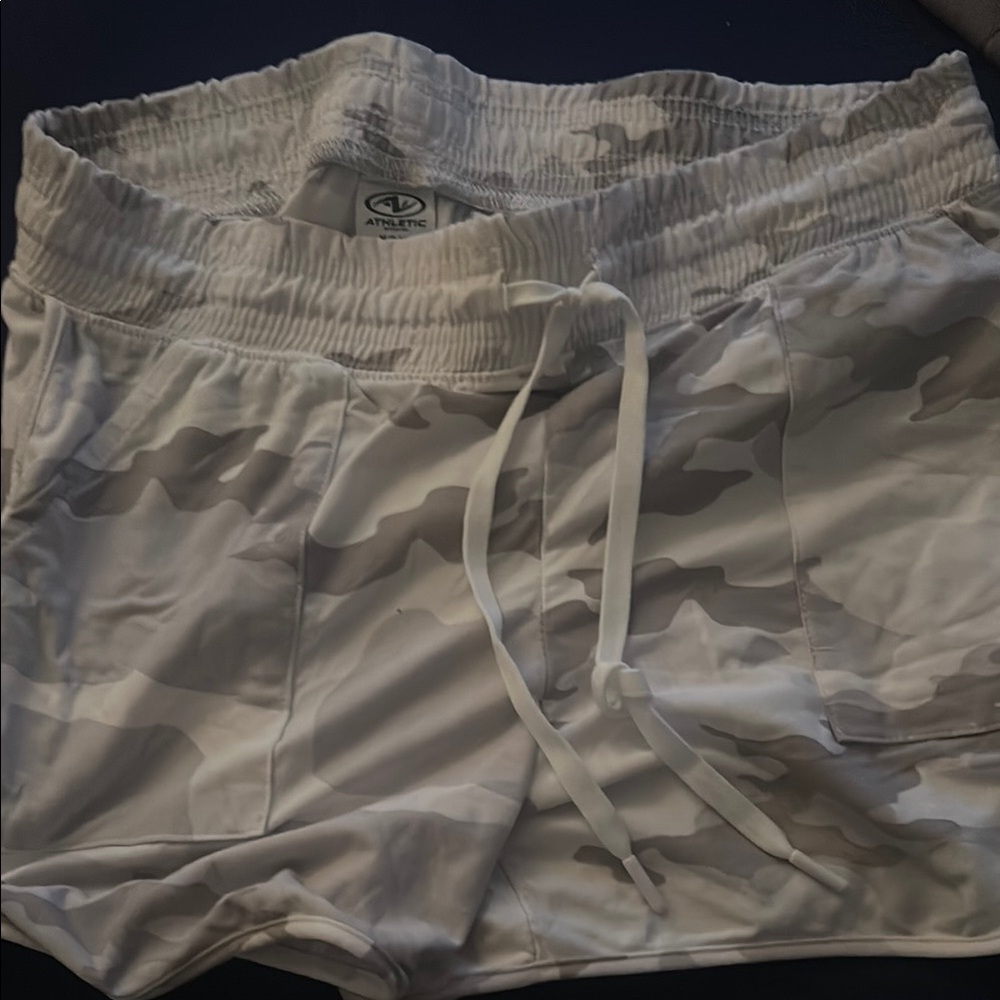 White Camouflage Athletic Shorts